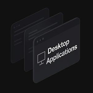 Ikona Desktop Applications – wizualizacja okien programu i interfejsu użytkownika w stylu 3D