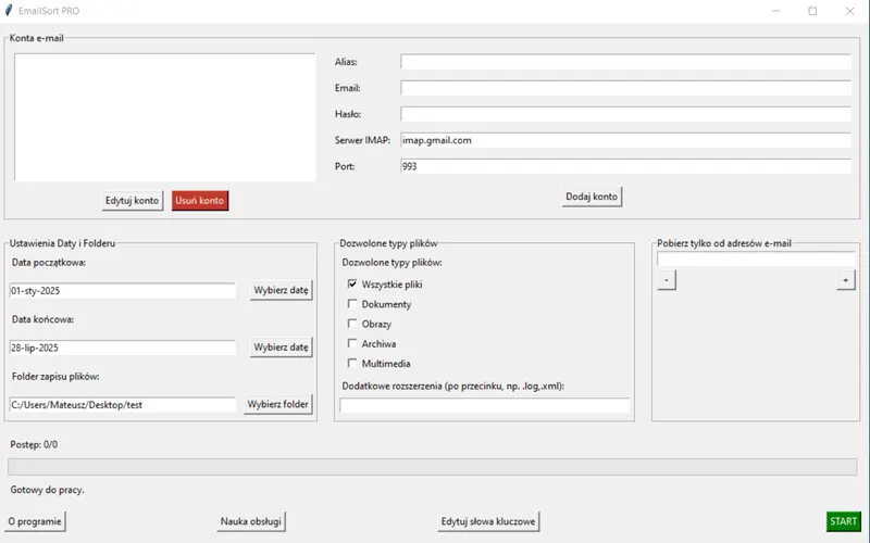 Email Sort Pro – aplikacja do pobierania i sortowania załączników z e-maili