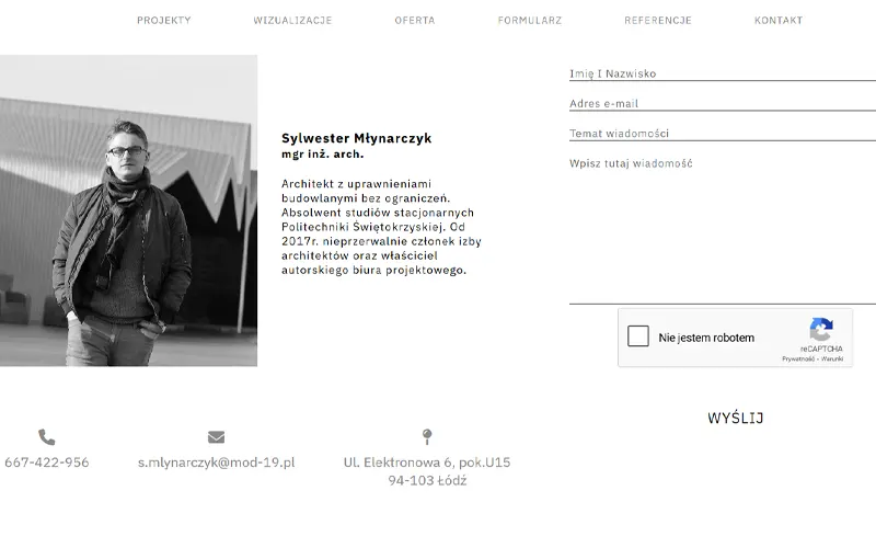 Widok responsywny strony MOD-19 – architekt budowlany