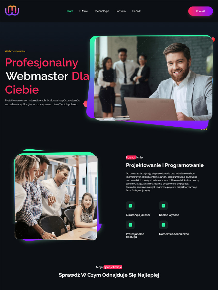 Strona specjalisty IT Webmaster4You – projekt i wdrożenie